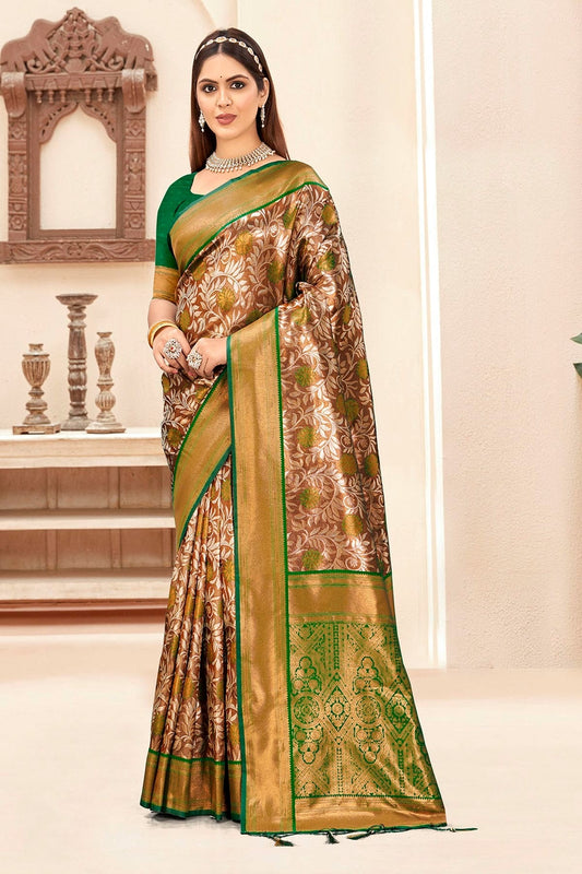 Green Colour Woven Work Silk Saree SD1102298