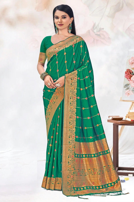 Green Colour Woven Work Silk Saree SD1102304