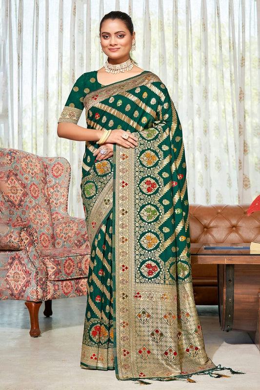 Green Colour Woven Work Silk Saree SD1102307