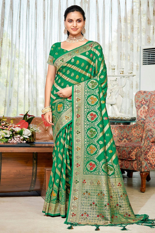 Green Colour Woven Work Silk Saree SD1102310