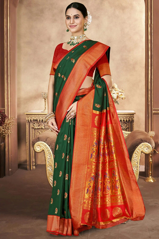 Green Colour Woven Work Silk Traditional Saree SD1103173