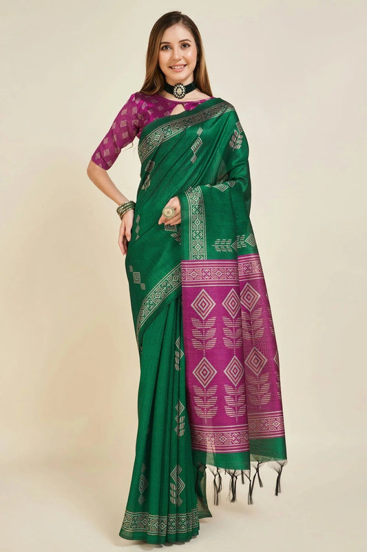 Green Colour Woven Work Sofi Silk Saree SD1101892