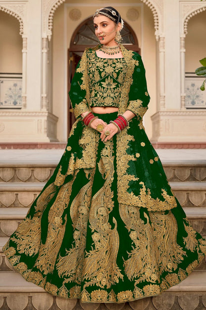 Green Embroidery 9000 Velvet Lehenga Choli LC1290119
