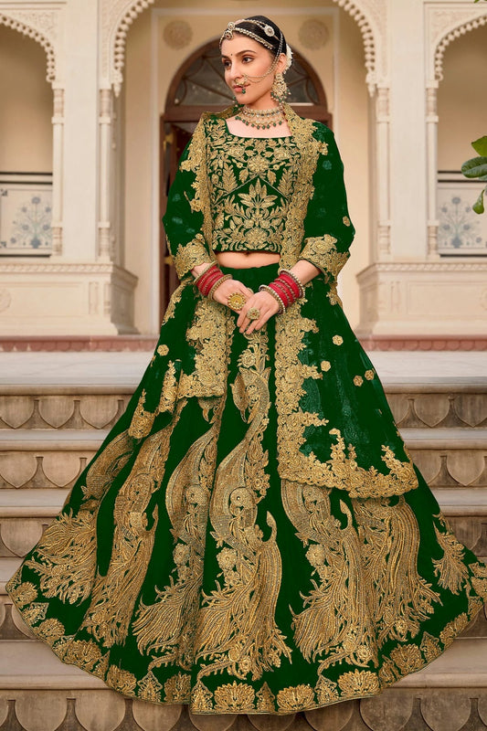 Green Embroidery 9000 Velvet Lehenga Choli LC1290119