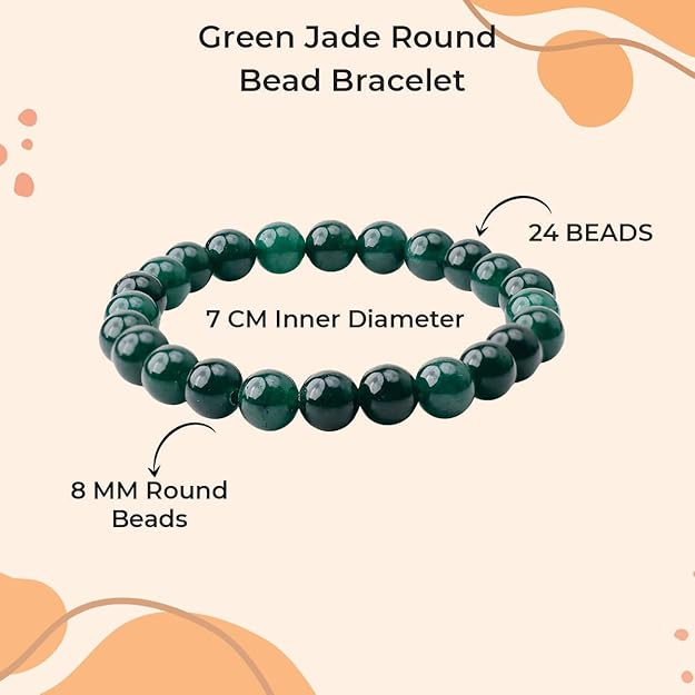 Green Jade 8mm Round Beads Bracelet – Natural Prosperity & Harmony Crystal Bracelet