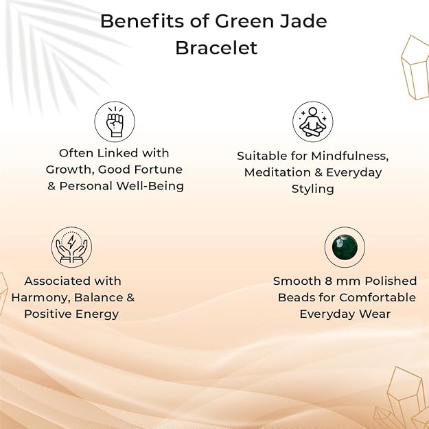 Green Jade 8mm Round Beads Bracelet – Natural Prosperity & Harmony Crystal Bracelet