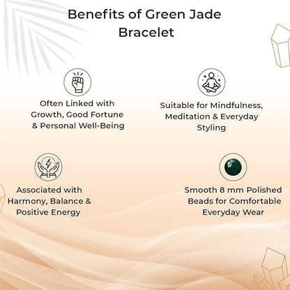 Green Jade 8mm Round Beads Bracelet – Natural Prosperity & Harmony Crystal Bracelet