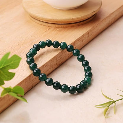 Green Jade 8mm Round Beads Bracelet – Natural Prosperity & Harmony Crystal Bracelet
