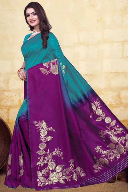 Green and Purple Colour Banarasi Art Silk Traditional Saree SD1120752 A
