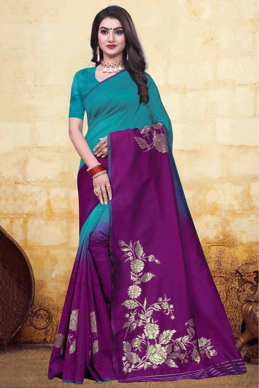 Green and Purple Colour Banarasi Art Silk Traditional Saree SD1120752