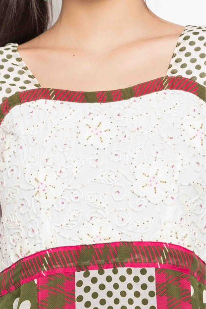 Green and White Colour Plus Size Stitched Faux Georgette Anarkali Suit BW1070162 B