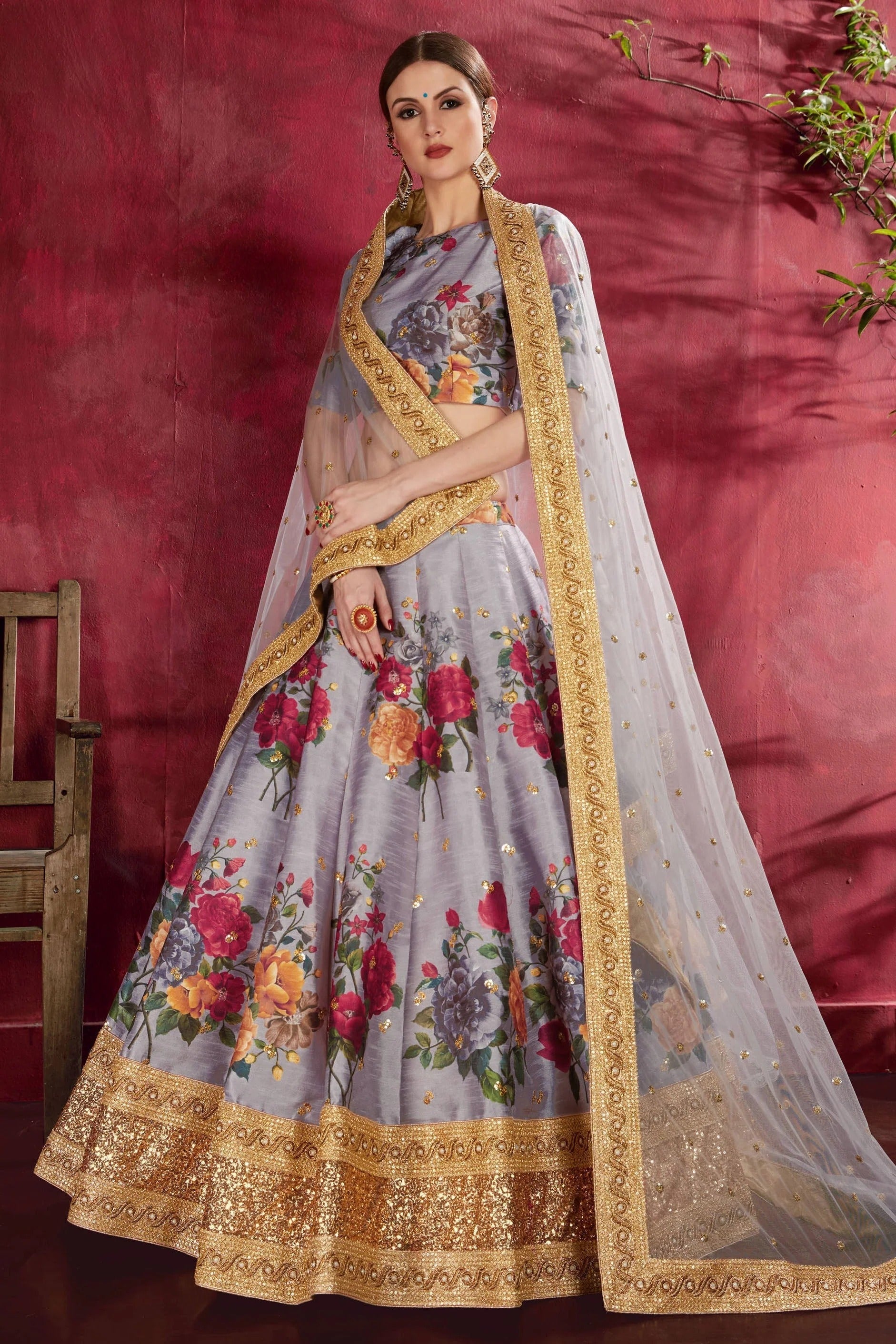 Grey Banglori Silk Designer Lehenga Choli LC1010144 A