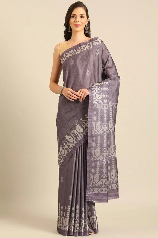 Grey Beige Colour Cotton Banglori Handloom Silk Saree SD1102488