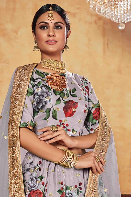 Grey Colour Art Silk Designer Lehenga Choli LC1240040 A