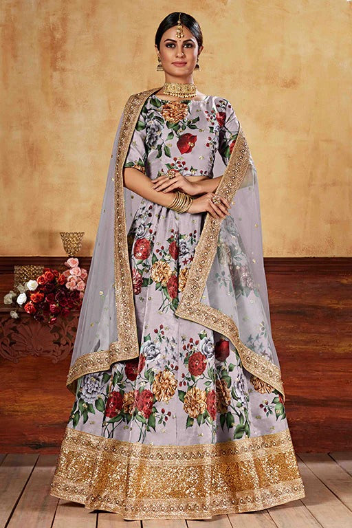 Grey Colour Art Silk Designer Lehenga Choli LC1240040