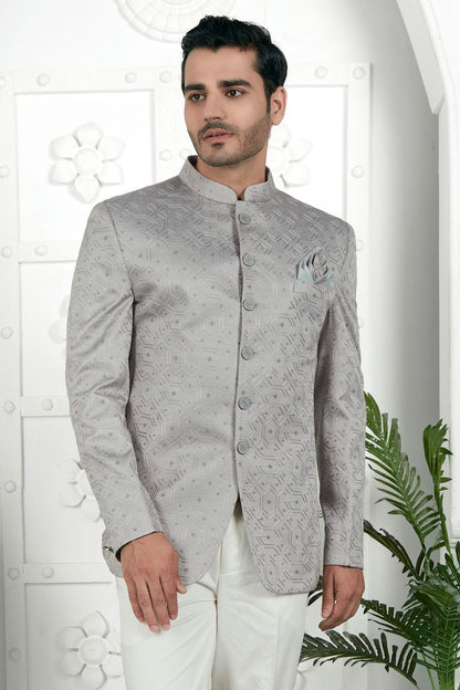 Grey Colour Art Silk Jodhpuri Jacket JP1230109 A
