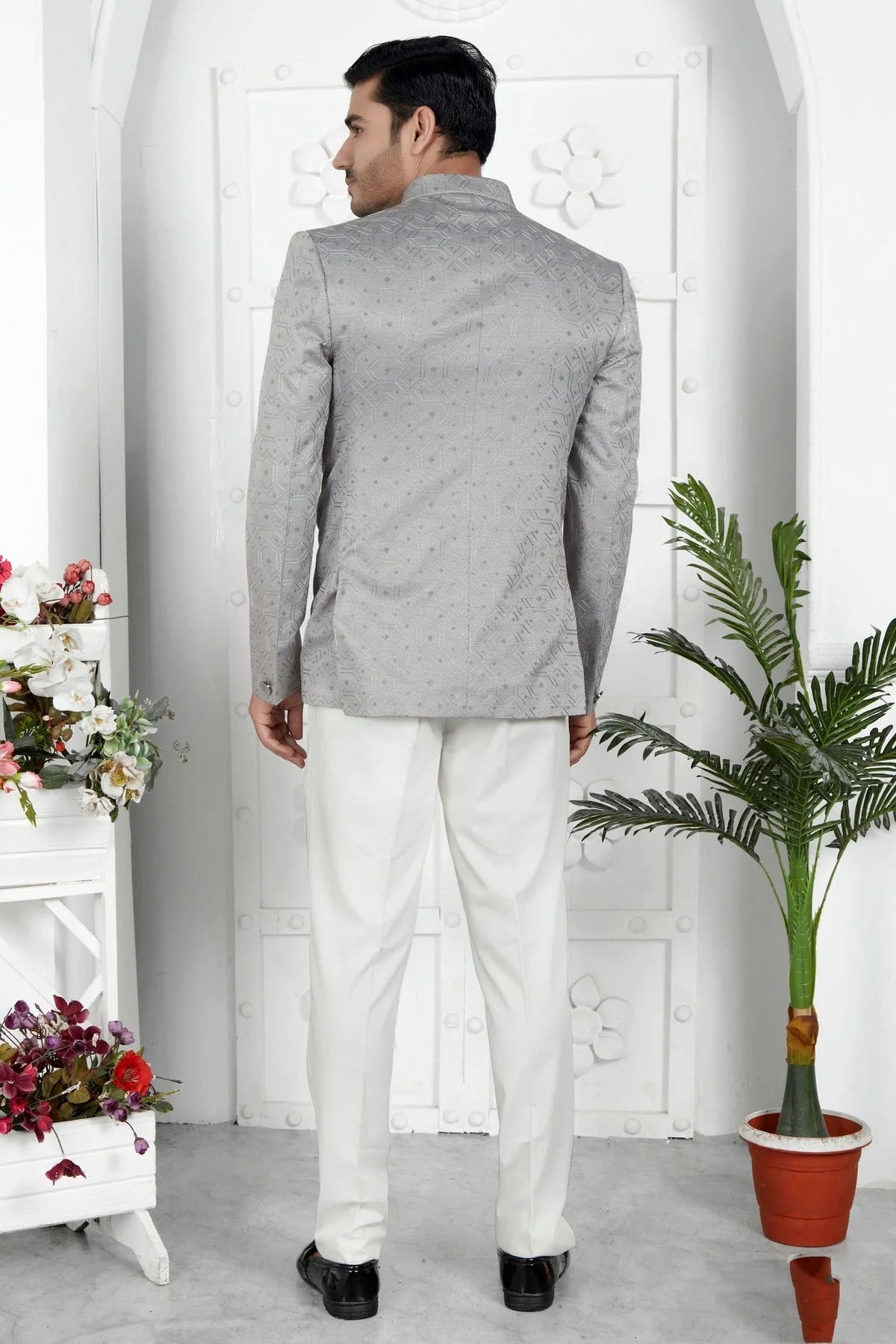 Grey Colour Art Silk Jodhpuri Jacket JP1230109 B