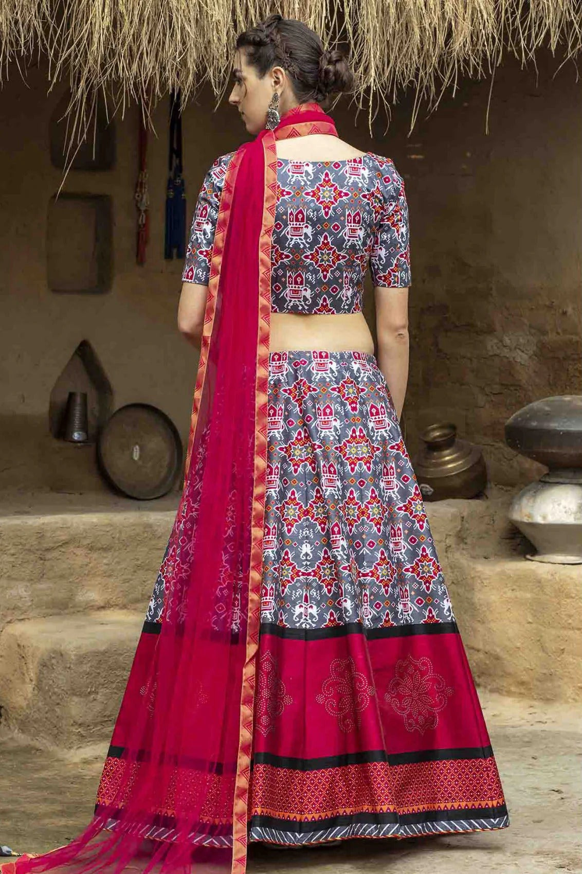 Grey Colour Art Silk Printed Lehenga Choli LC1150044 A
