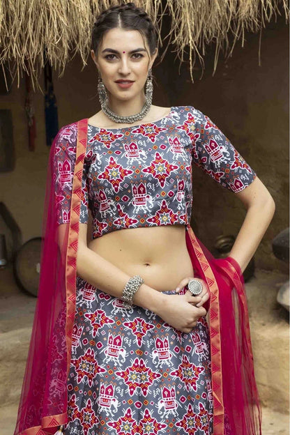Grey Colour Art Silk Printed Lehenga Choli LC1150044 B