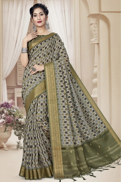 Grey Colour Art Silk Printed Saree SD1120644