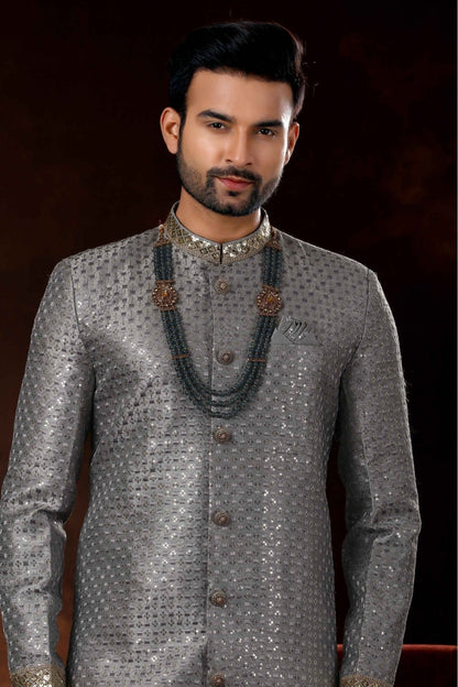 Grey Colour Art Silk Sherwani SH1040364 A