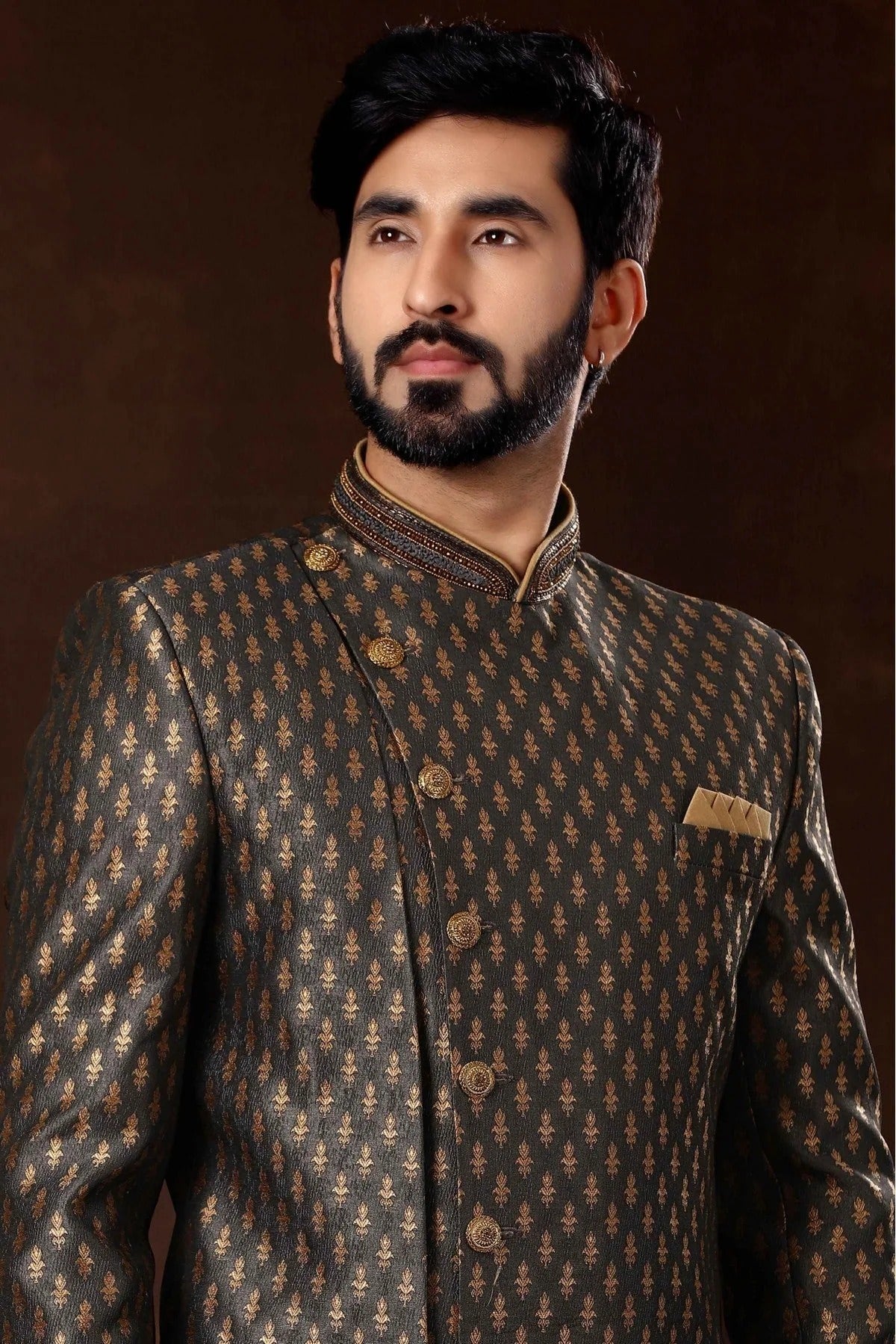 Grey Colour Art Silk Sherwani SH1040369 A