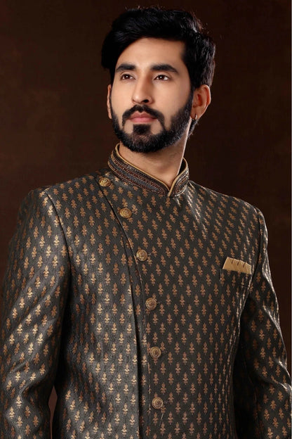 Grey Colour Art Silk Sherwani SH1040369 A