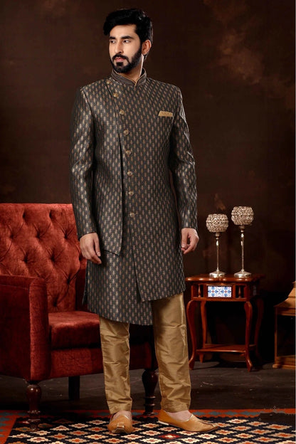 Grey Colour Art Silk Sherwani SH1040369