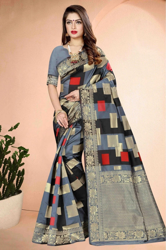 Grey Colour Banarasi Art Silk Traditional Saree SD1120742