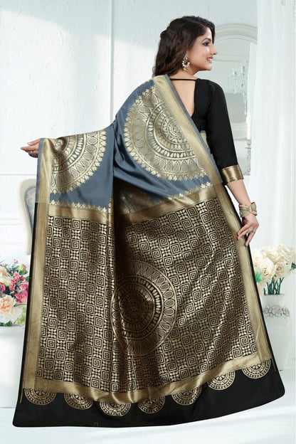 Grey Colour Banarasi Art Silk Woven Saree SD1120777 A