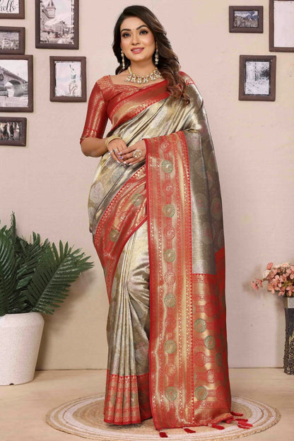 Grey Colour Banarasi Tissue Silk Traditional Saree SD1113100