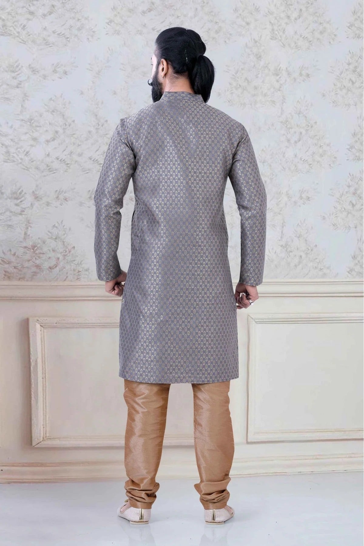 Grey Colour Brocade  Festival Wear Kurta Pajama KP1130074 A