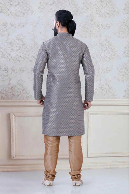 Grey Colour Brocade  Festival Wear Kurta Pajama KP1130074 A