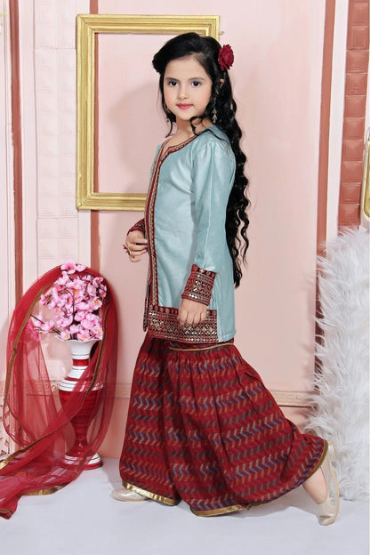 Grey Colour Chanderi Silk Embroidery Sharara Suit GW1070035 A