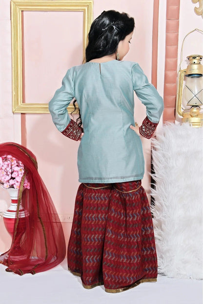 Grey Colour Chanderi Silk Embroidery Sharara Suit GW1070035 B