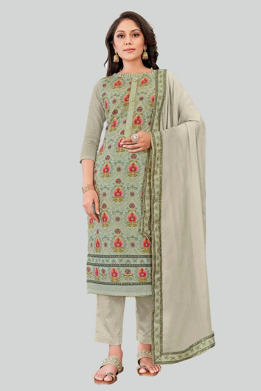 Grey Colour Chanderi Silk Pant Style Suit SM1110594