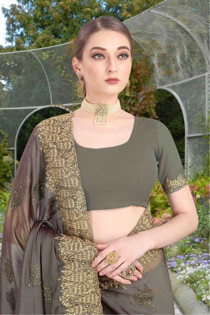 Grey Colour Chiffon Designer Saree SD1120611 A
