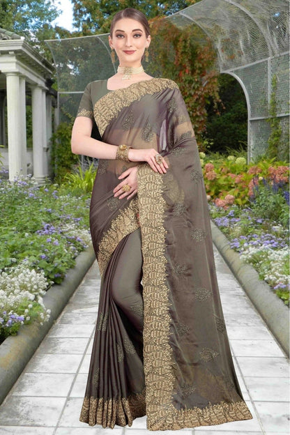Grey Colour Chiffon Designer Saree SD1120611