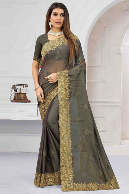 Grey Colour Chiffon Designer Saree SD1121204