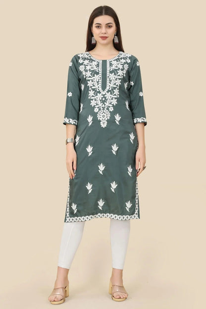 Grey Colour Chinon Silk Kurti KR1111008