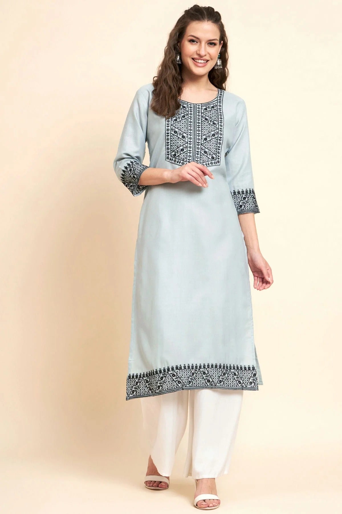 Grey Colour Cotton Kurti KR1111054