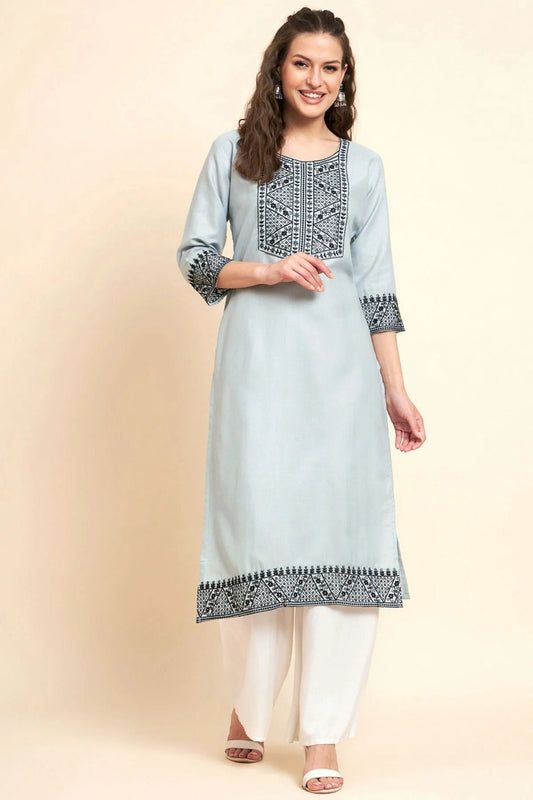Grey Colour Cotton Kurti KR1111054