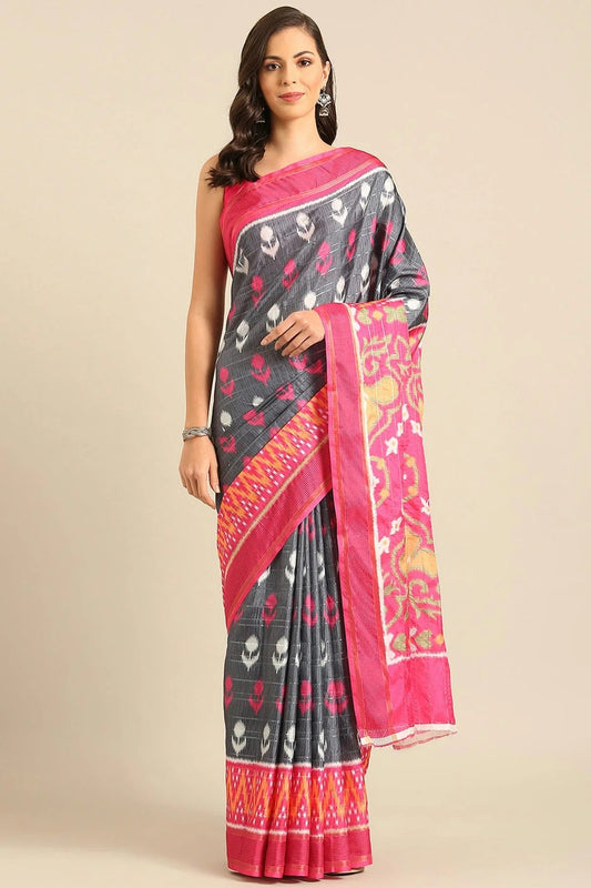 Grey Colour Cotton Manipuri Patola Handloom Saree SD1102465