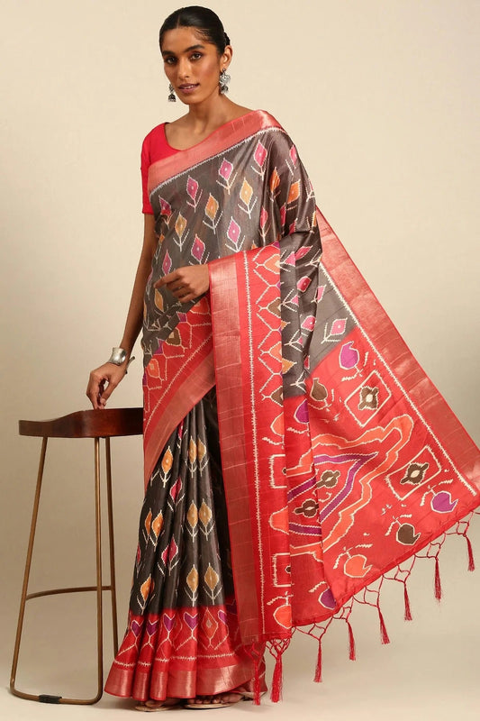 Grey Colour Cotton Printed Saree SD1102400
