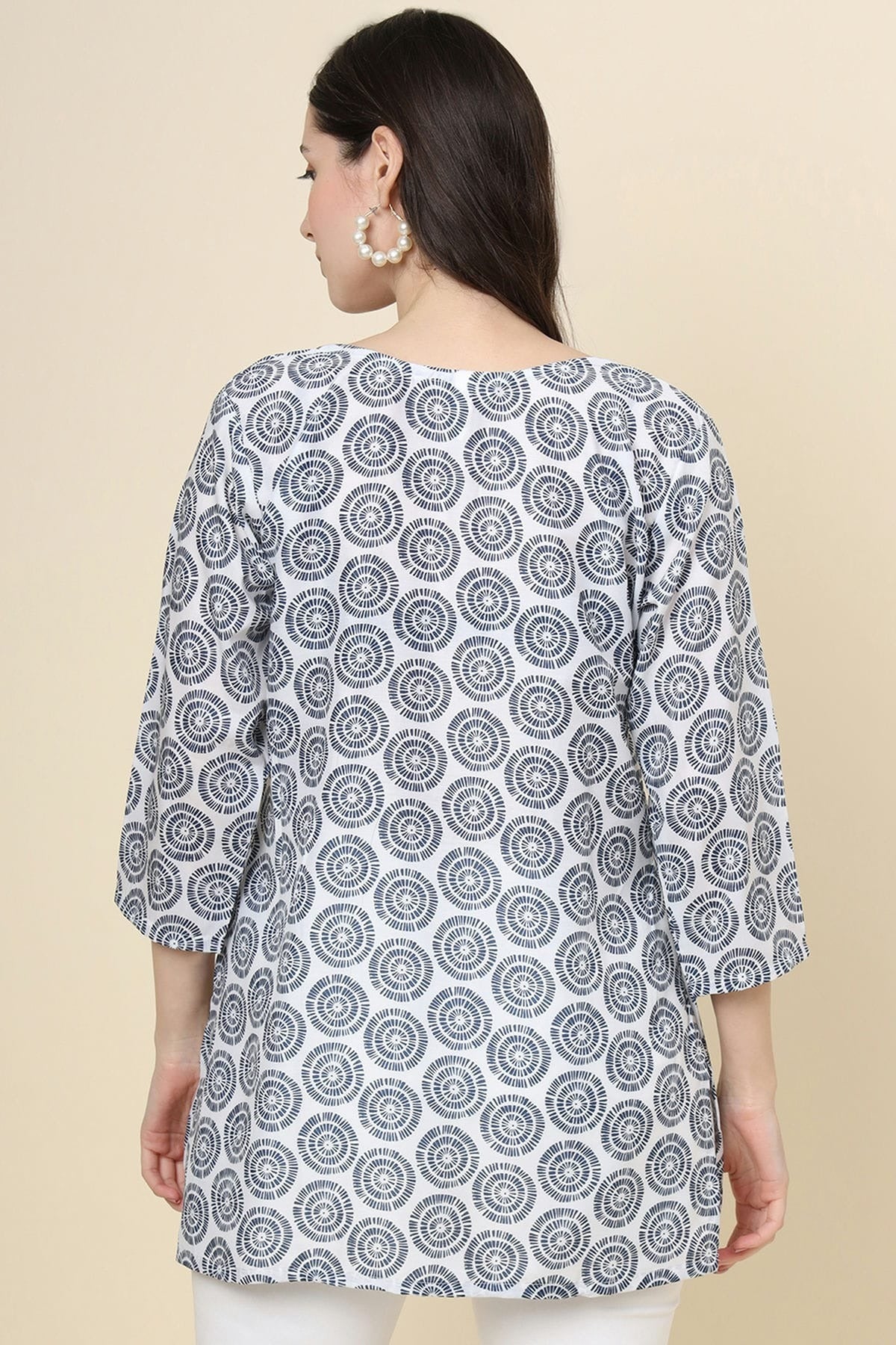 Grey Colour Cotton Printed Work Readymade Top TP1110780 A