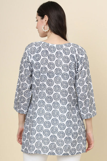 Grey Colour Cotton Printed Work Readymade Top TP1110780 A