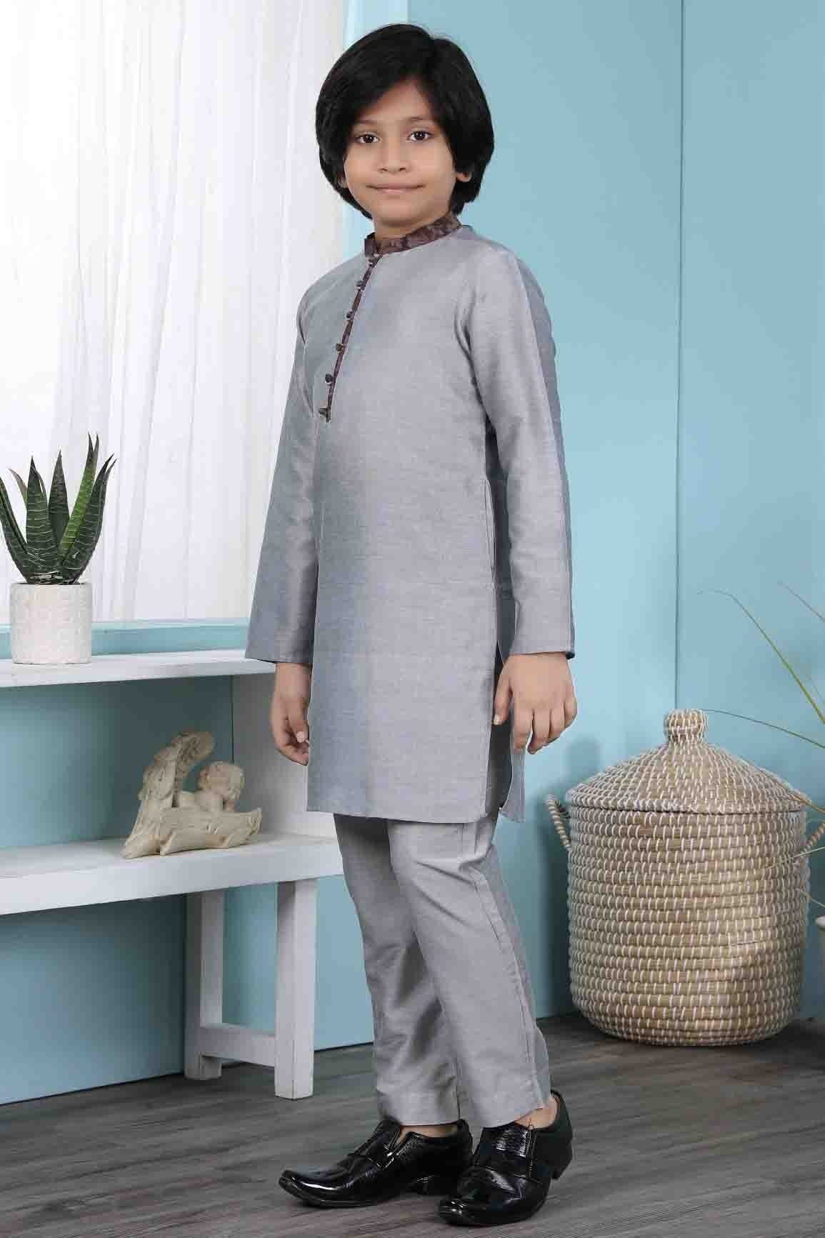 Grey Colour Cotton Silk Kurta Pajama BW1070079 A