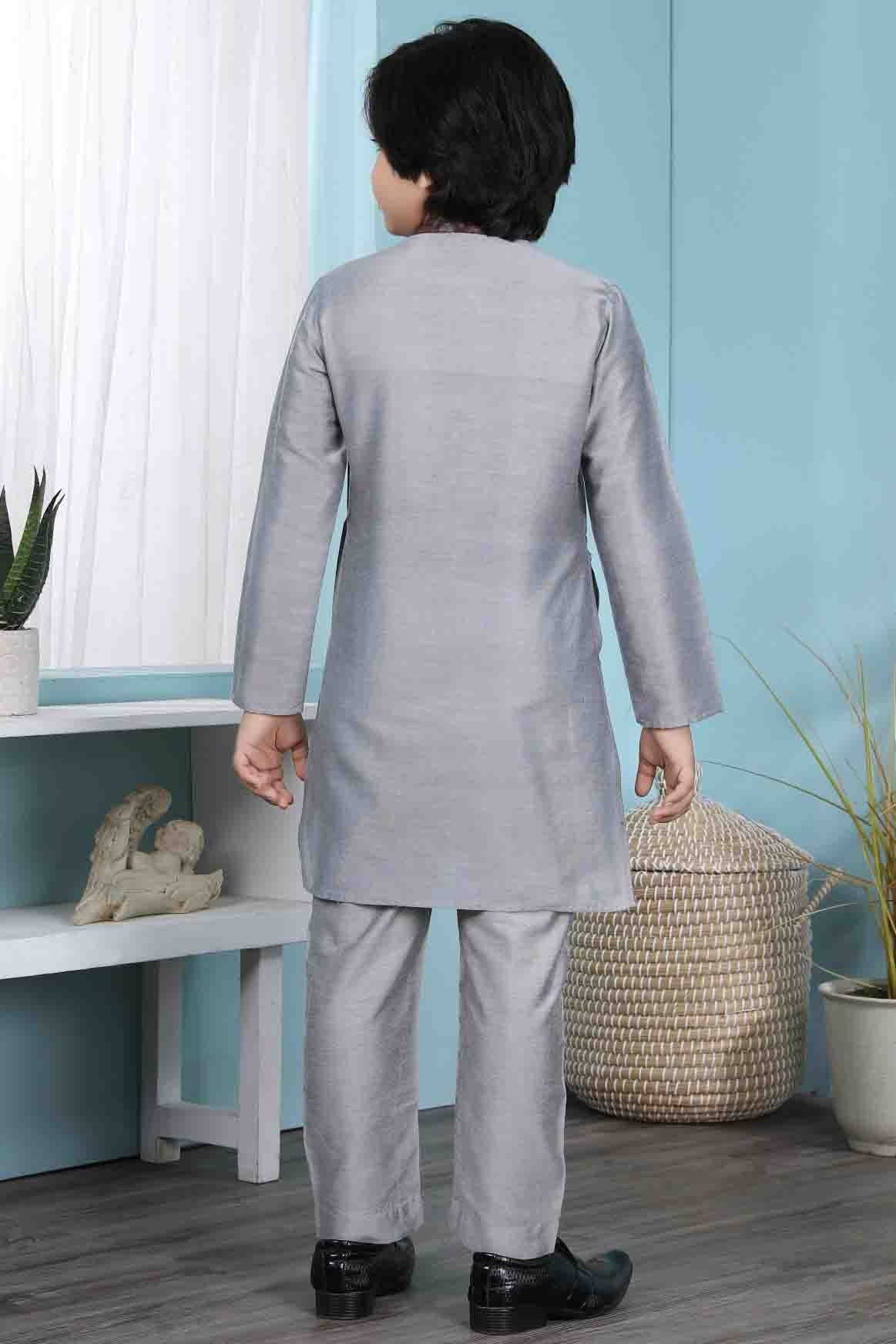 Grey Colour Cotton Silk Kurta Pajama BW1070079 C