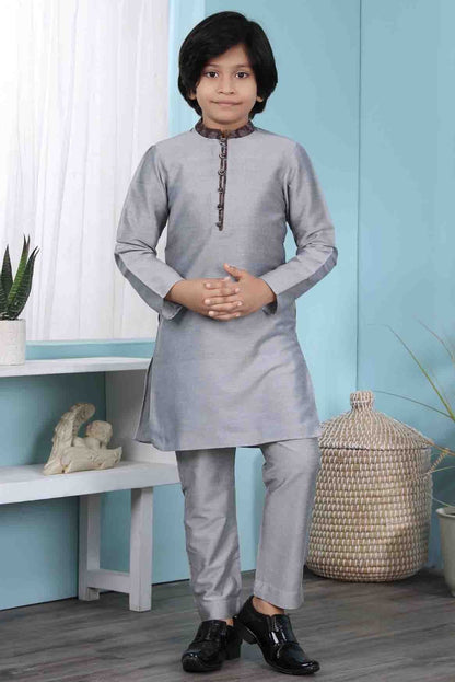 Grey Colour Cotton Silk Kurta Pajama BW1070079