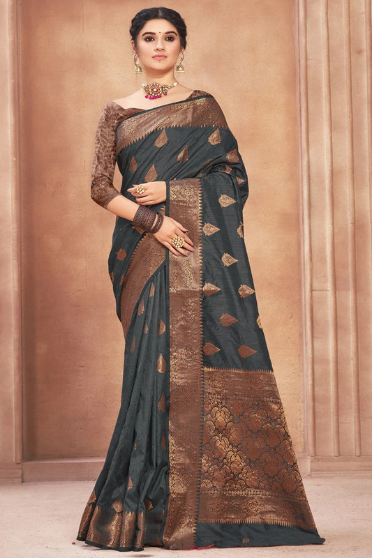 Grey Colour Cotton Silk Traditional Saree In Woven Work SD1101161